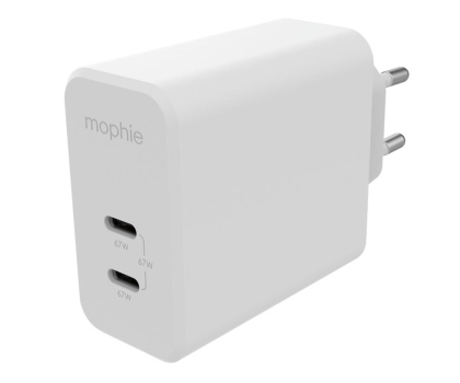 Ładowarka i akumulator Mophie Gan Charger Dual ładowarka sieciowa 2xUSB-C 67W (biała)